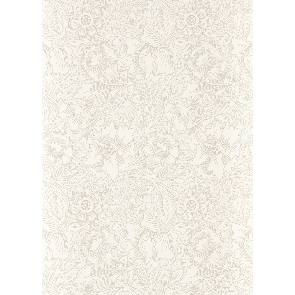 Pure Poppy Wallpaper 216034 by Morris & Co in Ecru Stone Beige